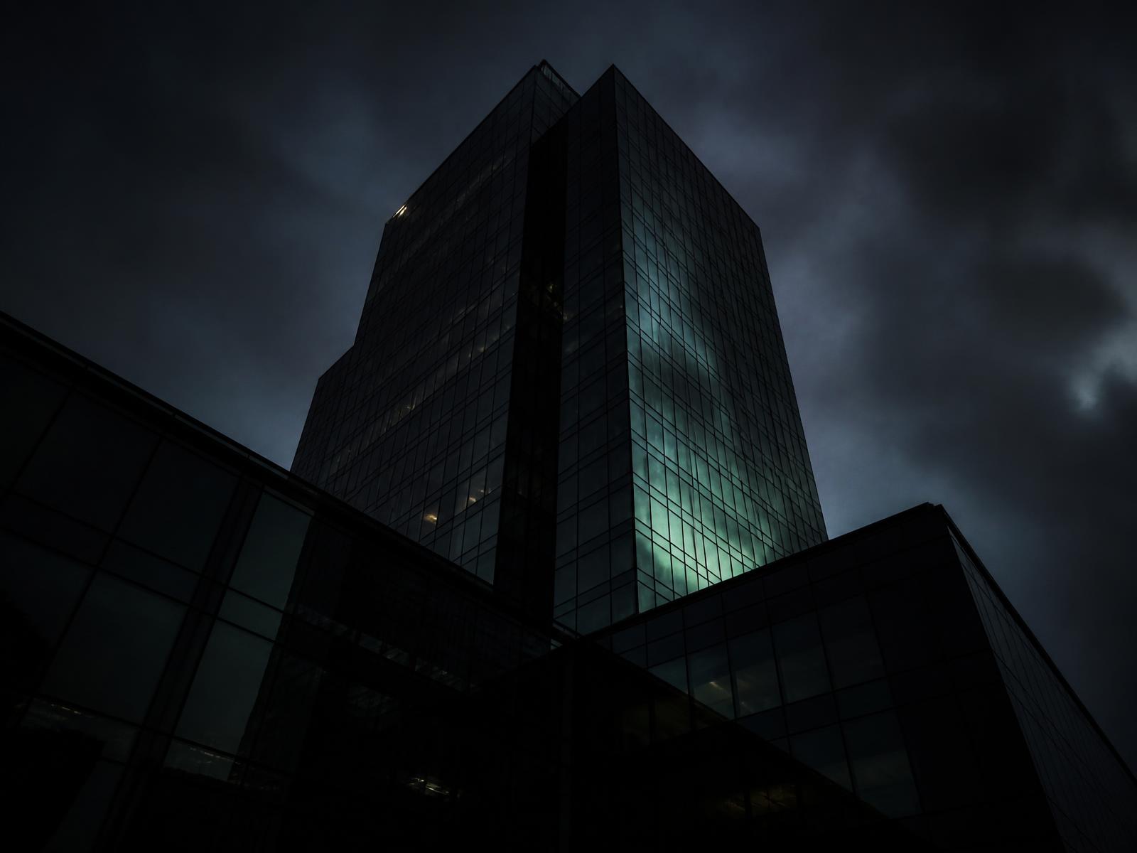 Omnicorp Group headquarters at dusk